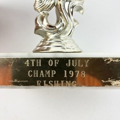 1978 Large Mouth Bass Fishing Trophy 1st Place topper figurine Plastic 4th July