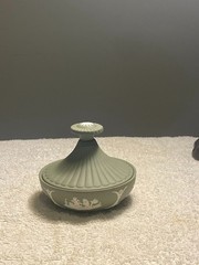 Vintage Wedgwood Jasperware Sage Green Rare Trinket box Made in England