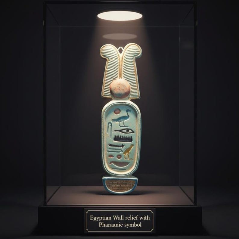 Ancient Egyptian Wall Relief Pharaonic Symbol Sacred Emblem of Power Figure BC