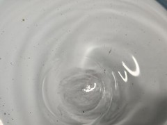 Vintage 1960’s Unbranded Aqua Blue Glass Raised Center Handmade 7.25″ Round Bowl