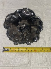 Antique Pin Tray Art Nouveau Trinket Girl With Hair Interlocking Brake Shoe Co.