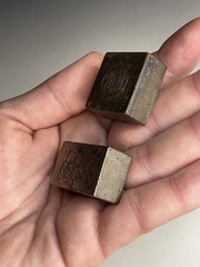 Pair of Antique / Vintage Cast Iron / Steel Metal Monogram Stamps Print Blocks