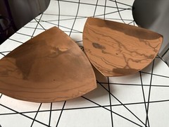 Copper Craft Art trinket Dish X 2 MCM retro modernist triangular