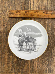 Vintage Porsgrund (Norway) Laplander and Reindeer 4 1/4″ Coaster, Trinket Holder