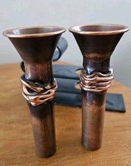 Vintage Brutalist Copper Candle Holder Sculpture Guy Bel Canadian Studio Art