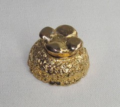 Vintage Gold Plated Egg Holder Display Stand – Heavy Ornate Footed .75″ x 1.25″
