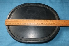 Vintage Oval Wooden Stand Base for Display Black Stain with Groove 9″ x 7″