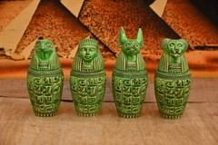Authentic Ancient Egyptian Antiquities Stone Rare Green Canopic Jars Egyptian BC