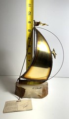 Vintage 1975 Demott Brass Sailing Ship With Original Tag Signed By Artist