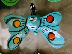 Miniature Wooden Bobble Head Painted Mexican Folk Art BUTTERFLY 3 pieces