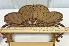 Burwood Vtg HOMCO 1981 Brown Faux Wicker Rattan Pocket Wall Decor w/ Flower Ring