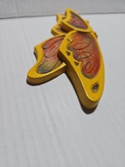 Vintage 1973 Universal Statuary Butterfly Yellow Orange Retro Plastic Wall Decor