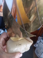 Vintage MCM Brass Nautical Sculpture Metal Sailboat Boat 18”+Stone Signed Demott