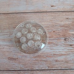 VTG Clear Glass Flower Frog 11 Hole Round 3″ Heavy Floral Stem Holder MCM Solid