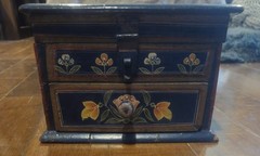 SCANDI BOX vtg swedish jewelry chest scandinavian denmark wood painting norway