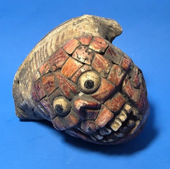 PRE-COLUMBIAN AZTEC FUNERARY OFFERING SNAIL PENDANT WITH SPONDYLUS, BONE INLAY