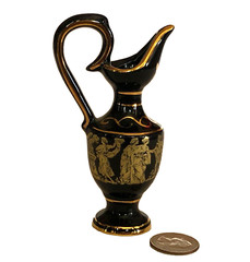 Greek Mini Pitcher 24K Gold Ancient People Mythology Hand Made Greece Vase Vtg
