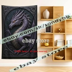 Purple Dragon Relief Tapestry 3D look Wall Art fantasy decor 39X59 in