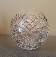 Lead Cut Crystal Apple Shaped Trinket Bowl Candy Dish Lid