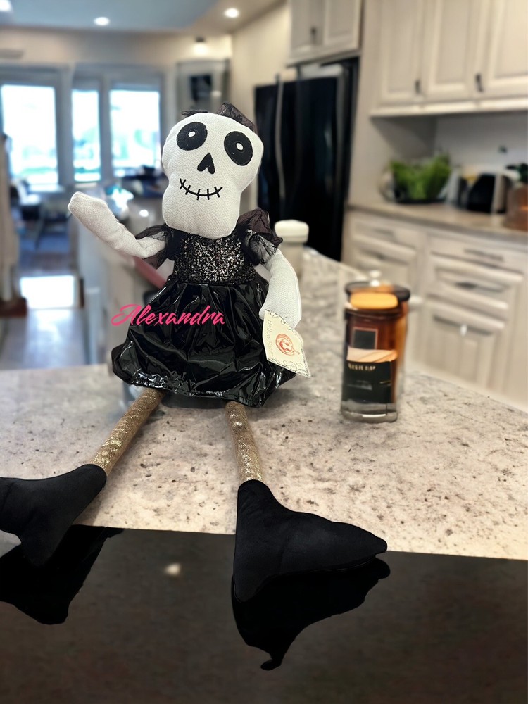 Halloween Skeleton Weighted Bottom Shelf Sitter Day Of The Dead Home Decor New