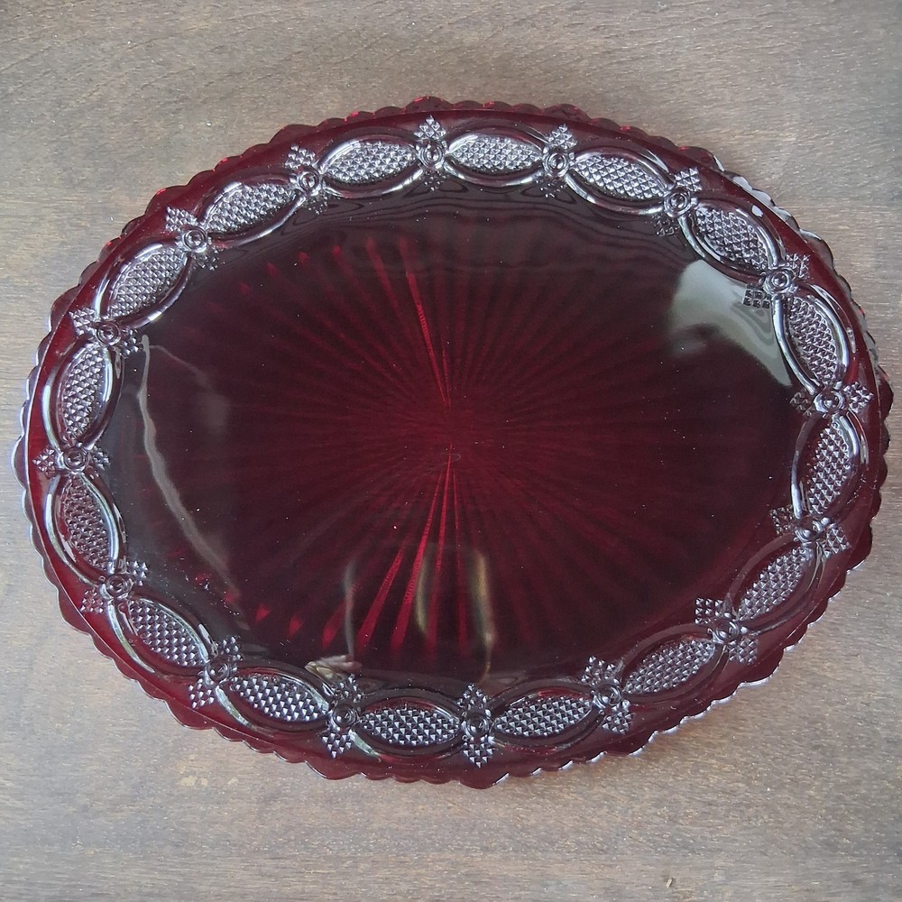 Avon Cape Cod 1876 Collection Ruby Red Serving Platter 13″