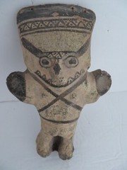 Pre Columbian Peru Warrior Head on Stand