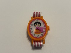 Avon Small World Fragrance Watch 1971 Girl Black Hair Orange Dress VTG With Box
