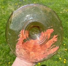 Hand Blown Amber Art Glass Vase Textured Pontil Base MCM Studio Glass