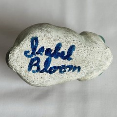 Vintage Isabel Bloom Bunny Rabbit Big Blue Eye Cement Figurine Signed Retired