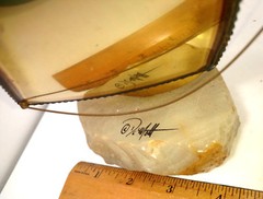 DEMOTT Brass Sailboat Metal Sculpture signed on Onyx Base rock approx. 10″ Tall