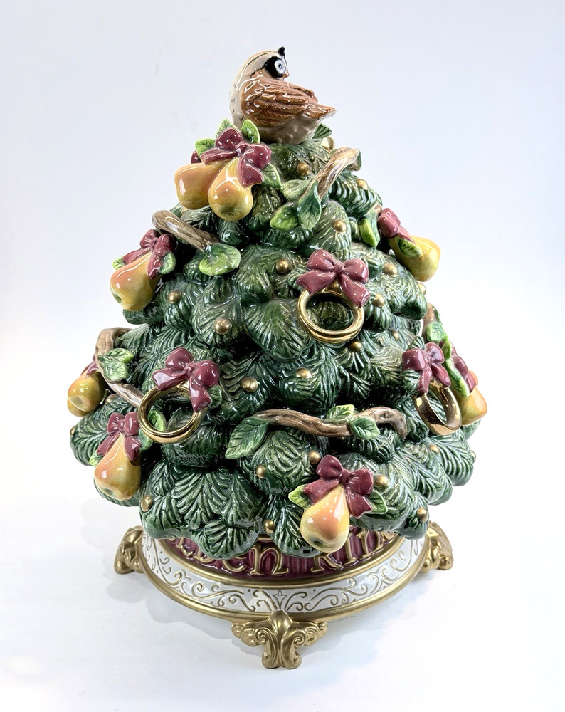 2000 Fitz and Floyd “5 Golden Rings” 12 Days of Christmas Tree Lidded Box