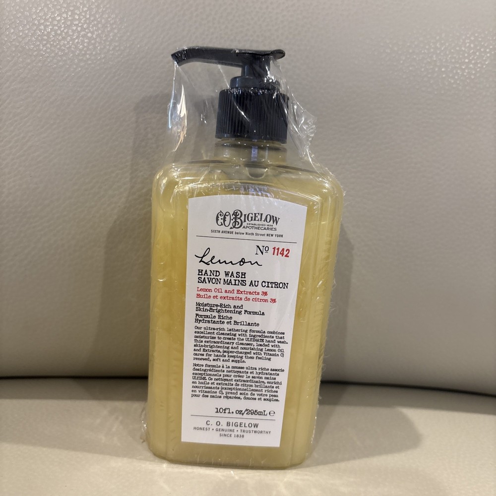 C.O. Bigelow Lemon Oil Hand Wash Plastic Pump Bottle 10oz. USA