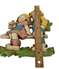 Vtg 1977 Homco Plastic Boy And Girl On Park Bench Wall Hanging USA Kitschy