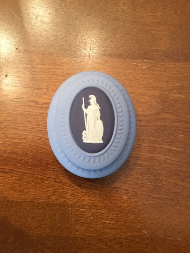 Vintage Wedgewood Jasperware BlueTricolor Bicentenary Oval Trinket Box in Box