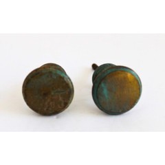 Antique Brass Draw Knobs Pulls Set of 2 Patina Verdigris