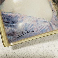 Asti Glass Pin Vanity Ring Dish Small Tray Edwardian Victorian Woman Portrait