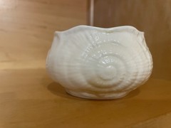 Vintage Ireland Belleek Seashell Dish Scalloped Opening Porcelain Trinket Dish