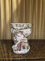 Rare Fitz And Floyd “Snowy Woods Footed Compote” Santa & Animals Centerpiece