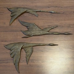 Vintage Set of Sexton Canadian Geese Flight Wall Sculpture Art USA 20″