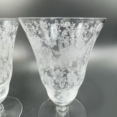 Vintage Viking Glass PRELUDE Etched Clear Footed Glasses Cups Tumblers Set 2