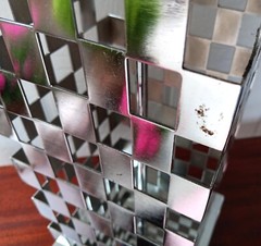 2 CHECKERBOARD chrome table lamp vtg pop mod mcm ’80s modernist art sculpture