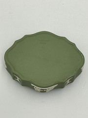 Vintage Wedgewood Green Jasperware Cherub Cameo Trinket Dish 5” England