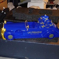 La Prairie Blue Gold Collectible Decorative Model Car Switzerland Plastic