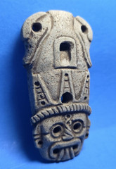 PRE-COLUMBIAN AZTEC STONE TLALOC RAIN GOD WHISTLE PENDANT