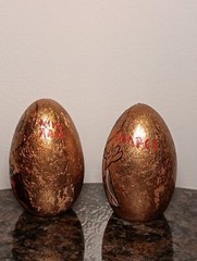 Vintage Made In Greece Gold Gilt w/ Religious Figures Decorative Wood Eggs
