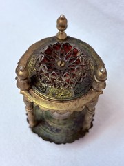 Ornate Antique Metal Glass Sand Hourglass