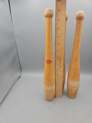 Antique Juggling Pins Wood Exercise Clubs Sportscraft Indian Club VTG Lot Of 3