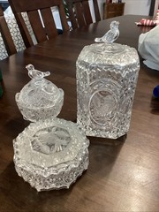 3 Set VTG HOFBAUER BYRDES Crystal Trinket Boxes Bird, W. Germany Mid-late 1900s