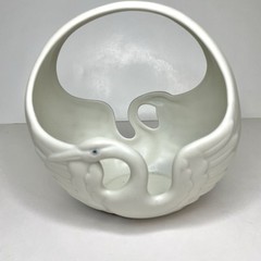 Vintage Fitz and Floyd Swan porcelain Basket 1980s