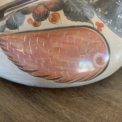 Vintage Tonala Pottery Hand Painted Duck Mexico Folk Art Large